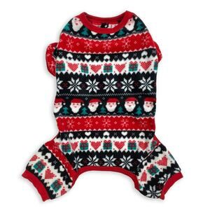 Frisco Santa Fair Isle Dog Cat Pajamas Sz M New $14 Fleece Holiday PJs Onesie